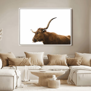 Longhorn Cow Wall Art Canvas Print – Framed Rustic Animal