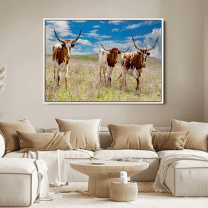 Texas Longhorn Wall Art Canvas Print – Framed Western Decor