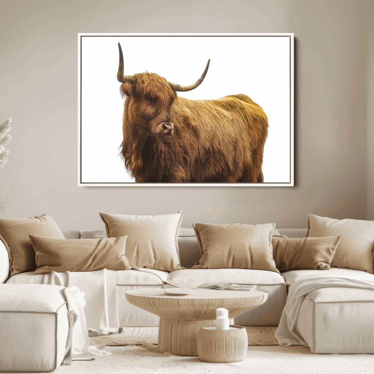 Highland Cow Wall Art Canvas Print – Framed Farmhouse Wall