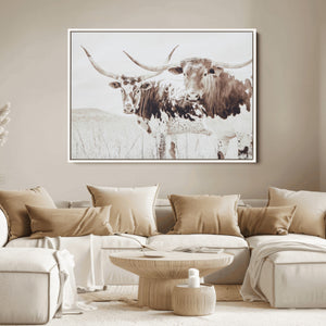 Longhorn Wall Art Canvas Print – Framed Western Cow Canvas