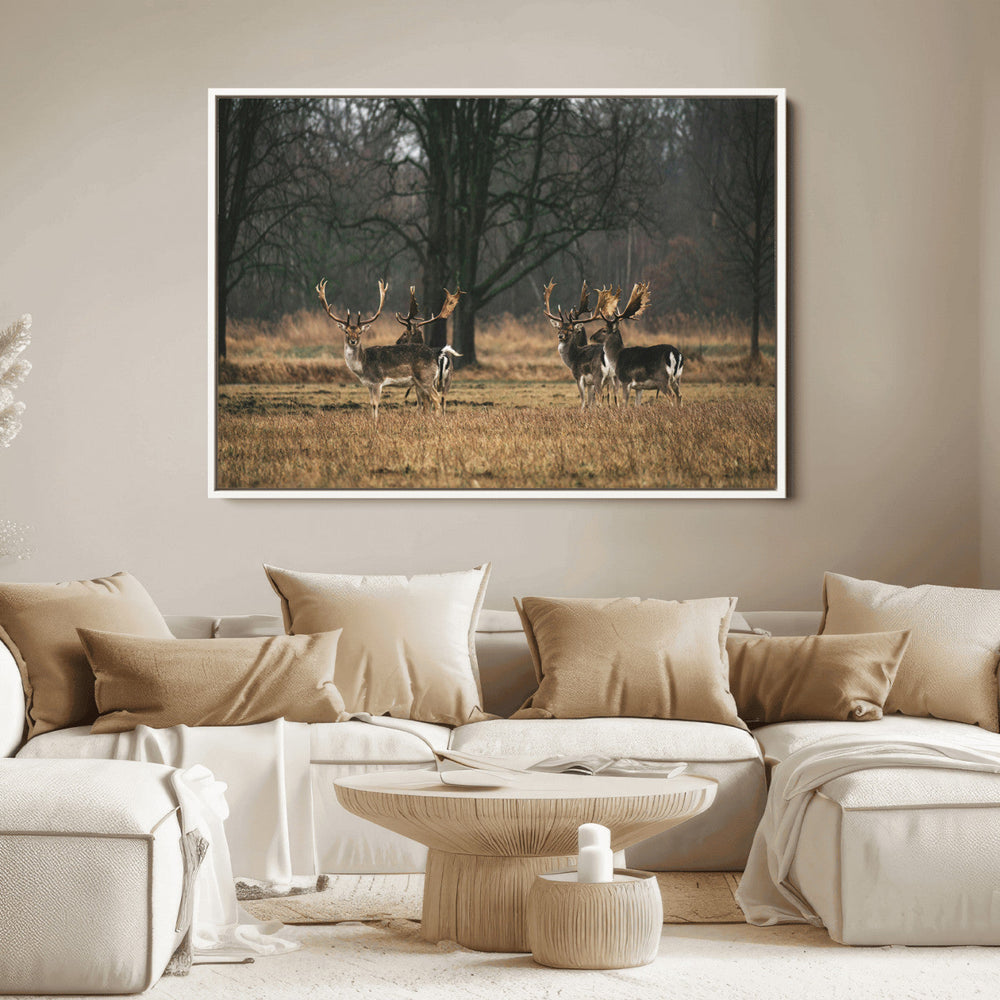 Deer Wall Art Canvas Print – Framed Rustic Wildlife Art