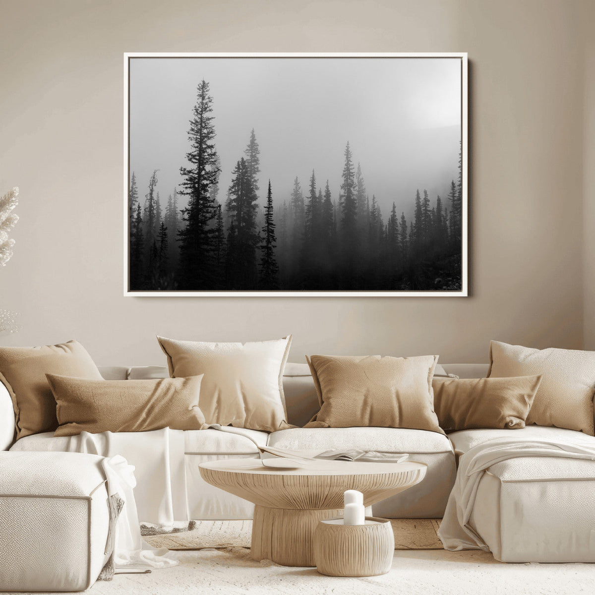 Misty Pines Wall Art Canvas Print – Framed Woodland