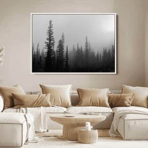 Misty Pines Wall Art Canvas Print – Framed Woodland