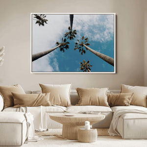 Tropical Palm Trees Wall Art Canvas Print Framed California