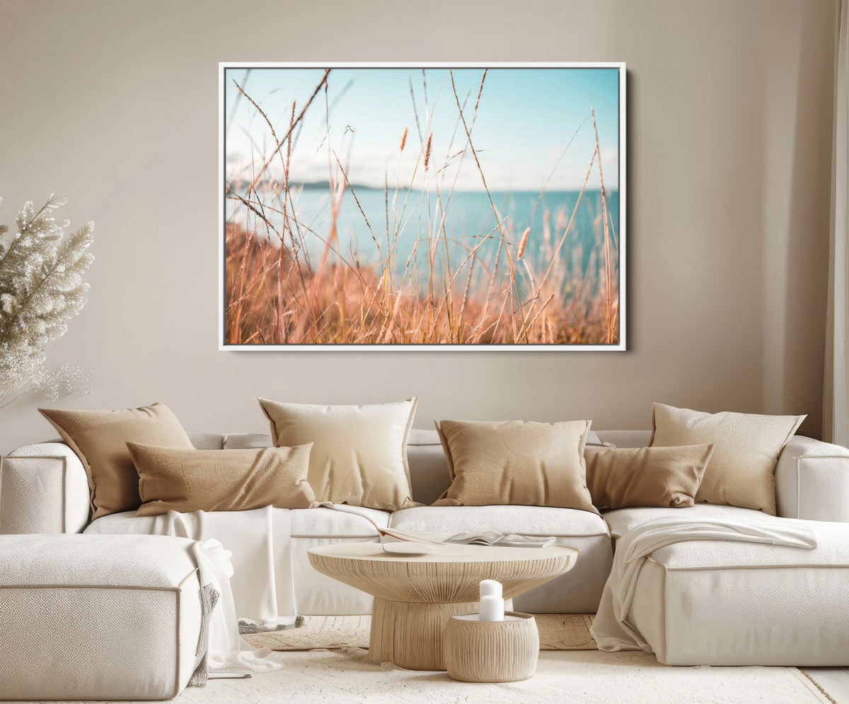Coastal Grass Landscape Wall Art Canvas Print – Golden