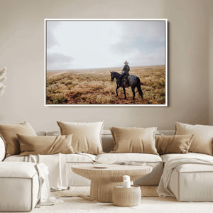 Cowboy Wall Art Canvas Print – Framed Western Ranch Scene