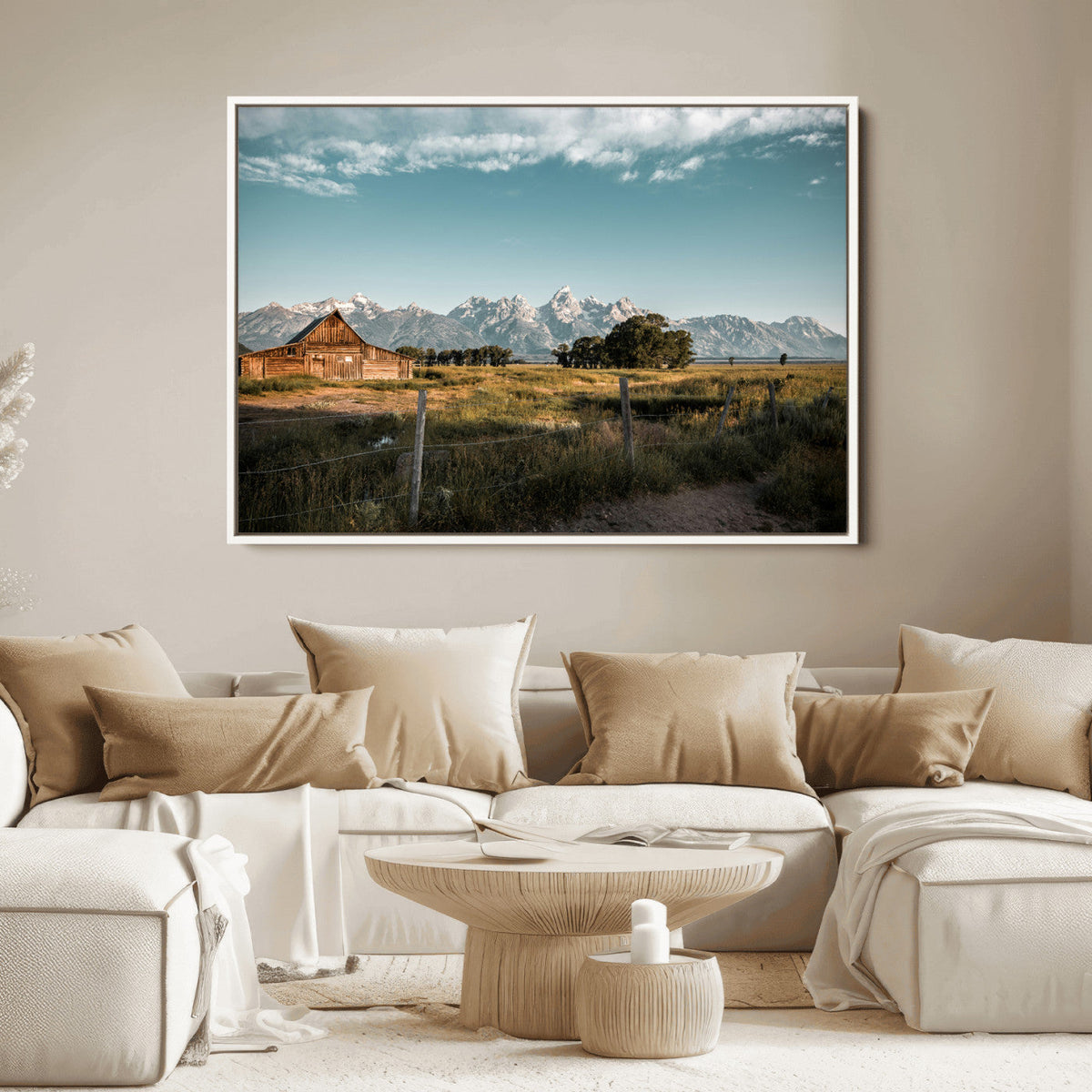 Rustic Farmhouse Wall Art Canvas Print – Framed Mountain