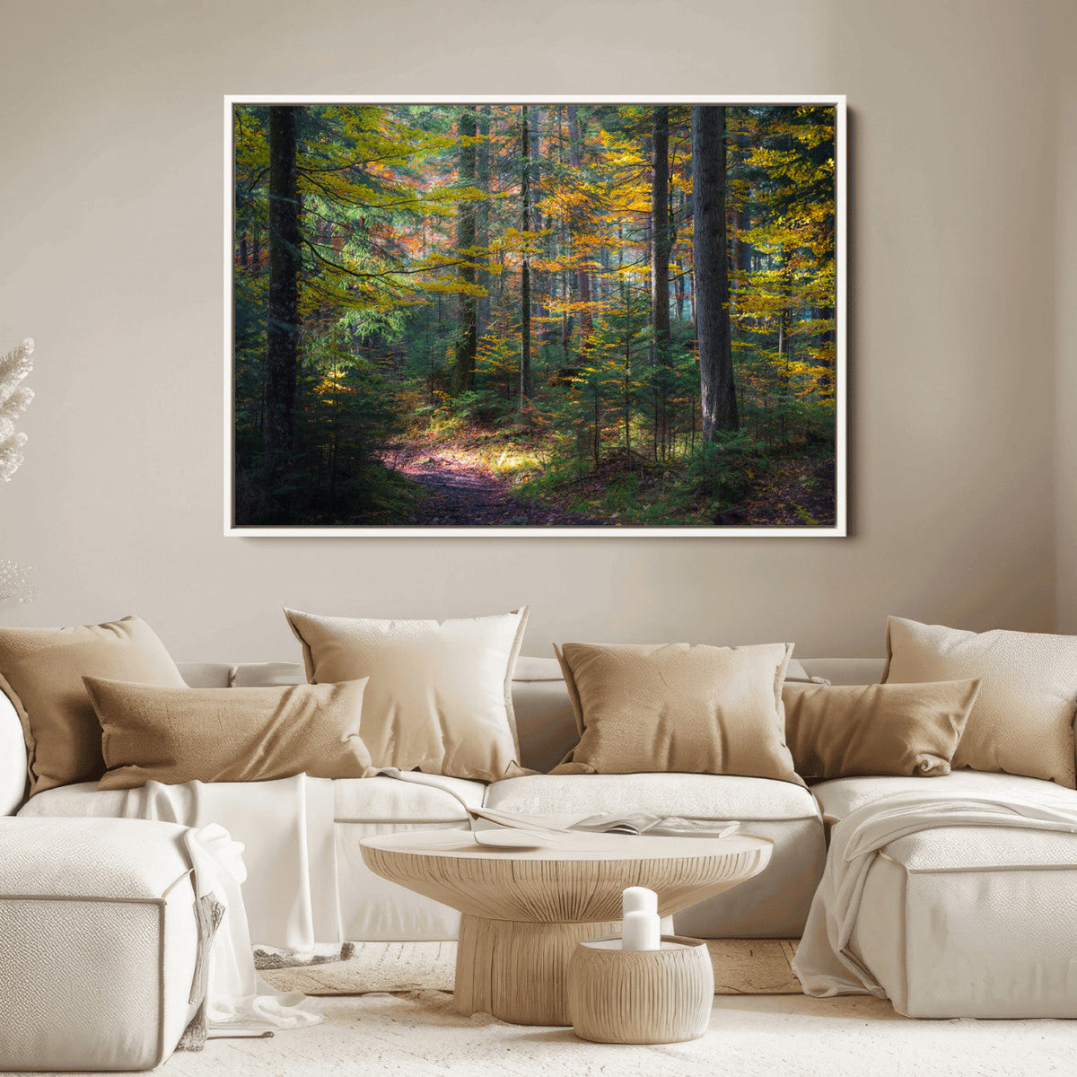 Autumn Forest Wall Art Canvas Print – Framed Fall Woodland