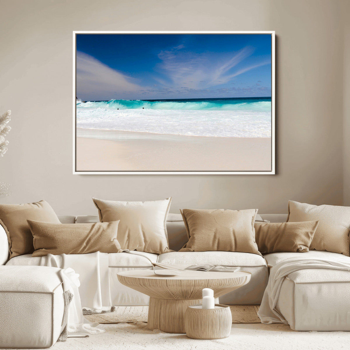 Ocean Breeze Wall Art Canvas Print, Aqua Waves and Coastal