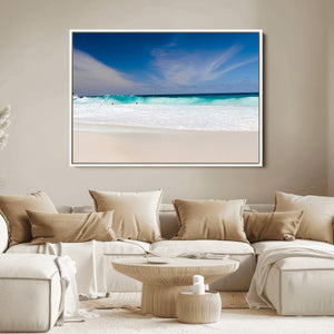 Ocean Breeze Wall Art Canvas Print, Aqua Waves and Coastal