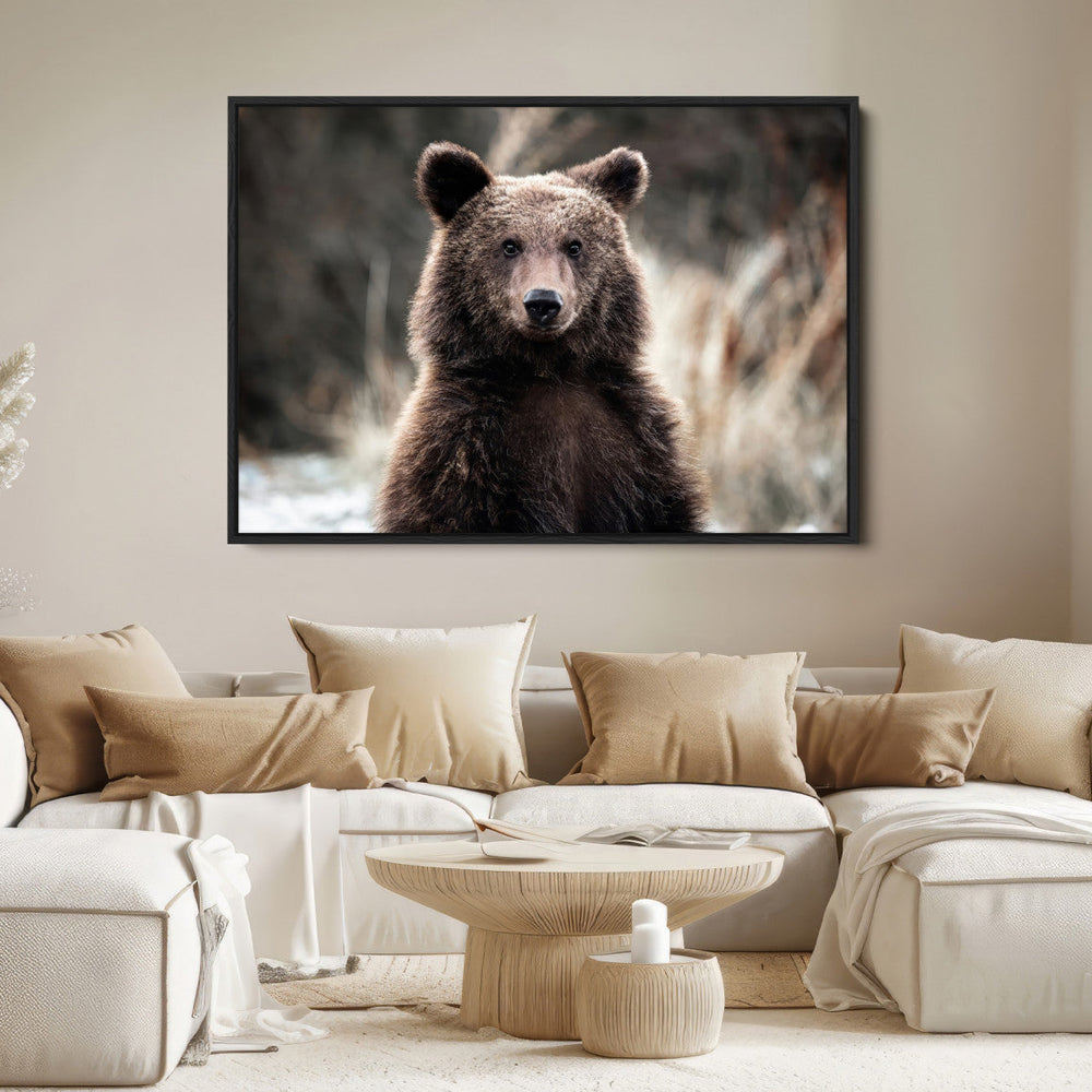 Brown Bear Wall Art Canvas Print – Framed Majestic Woodland