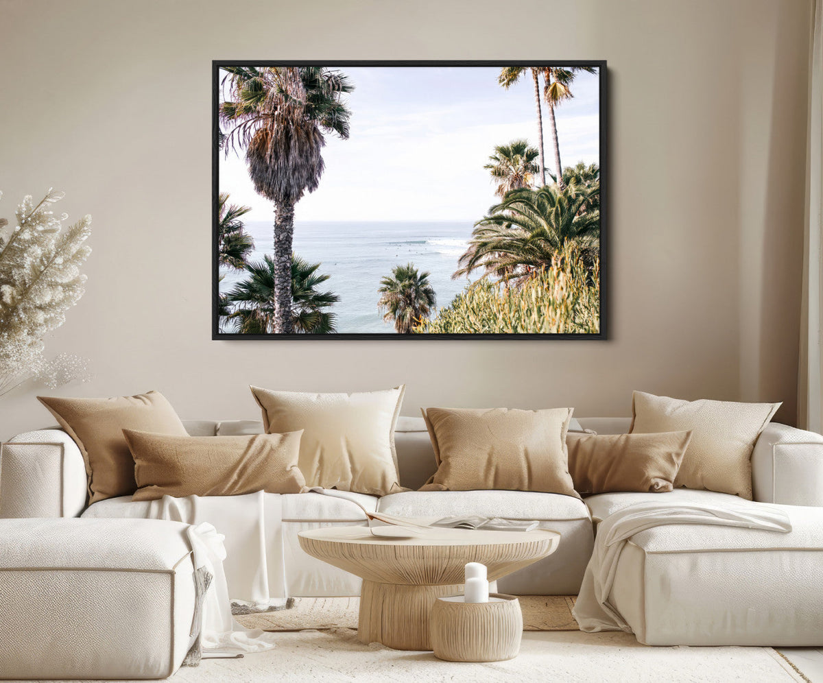 Coastal Palm Trees Wall Art Canvas Print – Framed Ocean