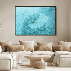 Fish Swarm Wall Art Canvas Print – Framed Marine Life Art