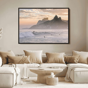 Sunset Surfing Wall Art Canvas Print – Framed Misty