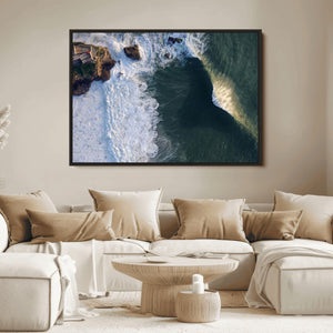Nazare Coast Wall Art Canvas Print – Framed Aerial Ocean Art