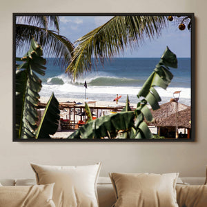 Tropical Shoreline Wall Art Canvas Print – Framed Surfer