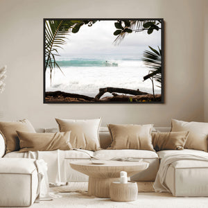 Tropical Surf Wall Art Canvas Print – Framed Palm Tree View