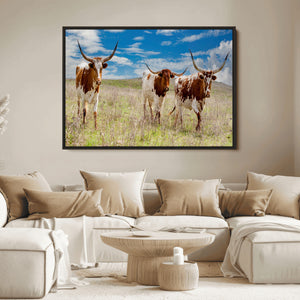 Texas Longhorn Wall Art Canvas Print – Framed Western Decor