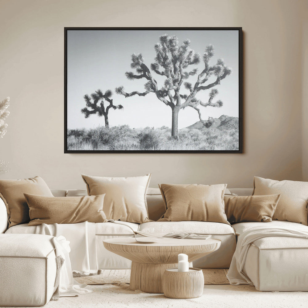 Joshua Tree Wall Art Canvas Print – Black and White Desert