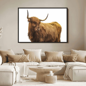 Highland Cow Wall Art Canvas Print – Framed Farmhouse Wall