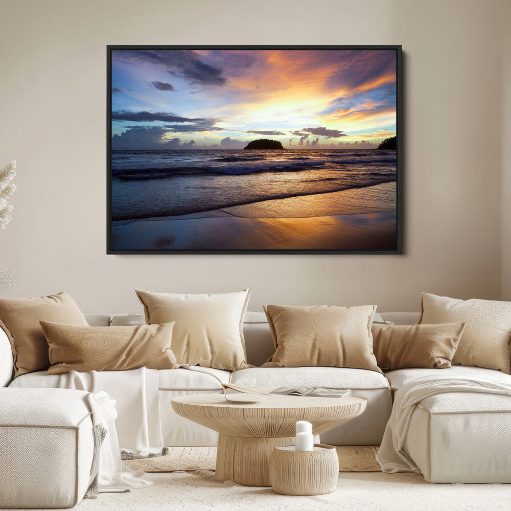 Beach Sunset Wall Art Canvas Print – Tropical Ocean Waves