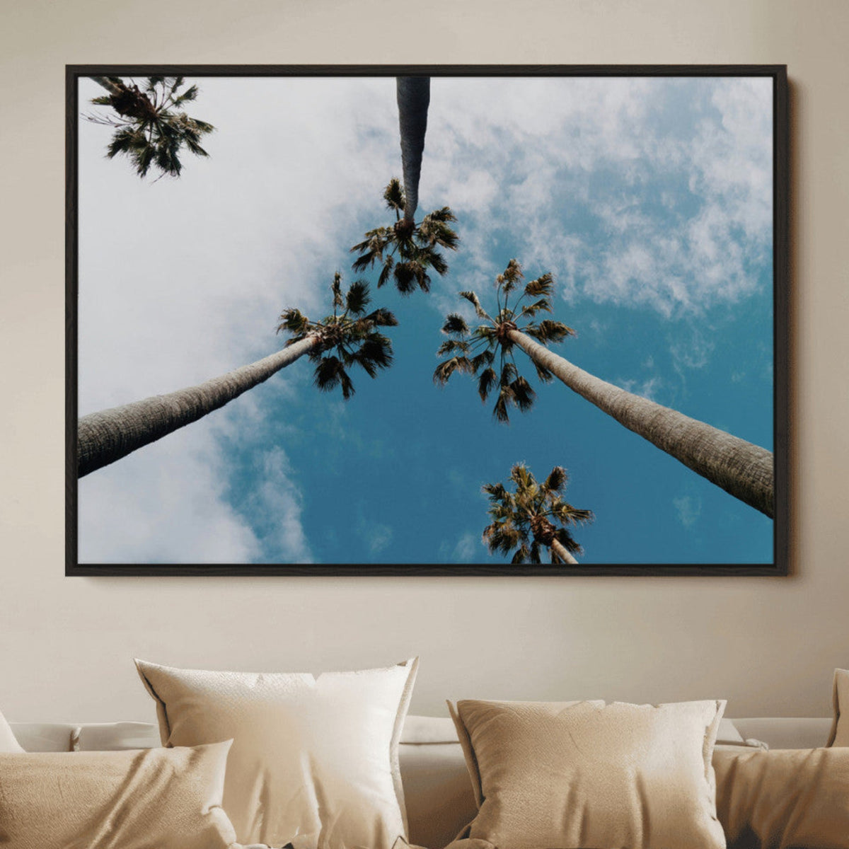Tropical Palm Trees Wall Art Canvas Print Framed California