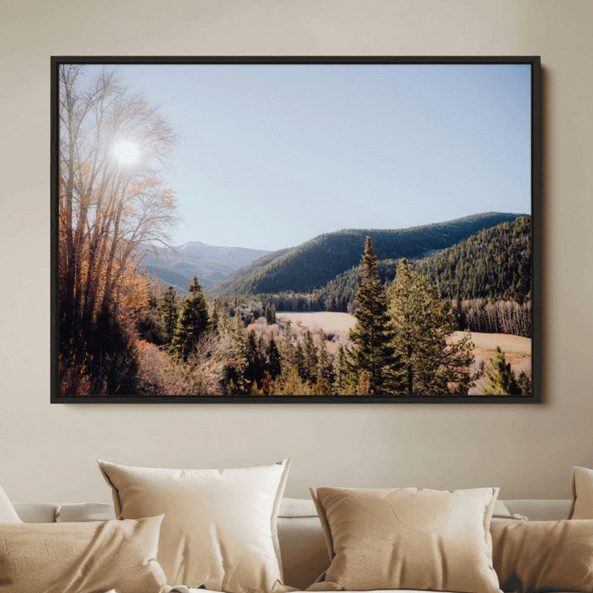 Tropical Palm Trees Wall Art Canvas Print – Framed Sunset