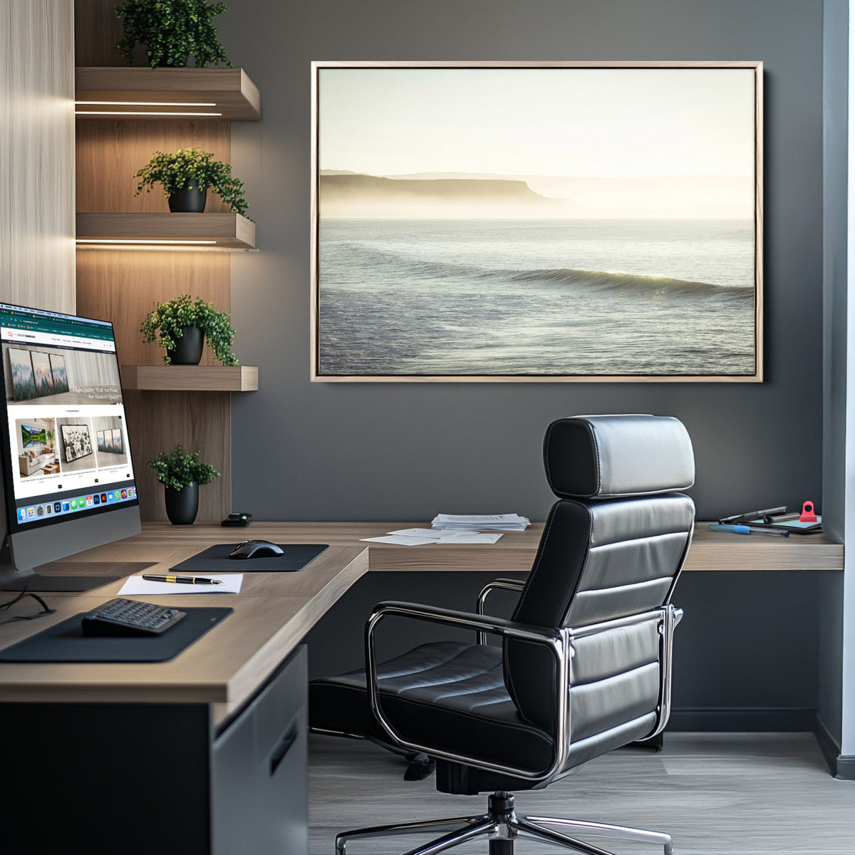 Coastal Cliffs Wall Art Canvas Print – Misty Ocean Seascape