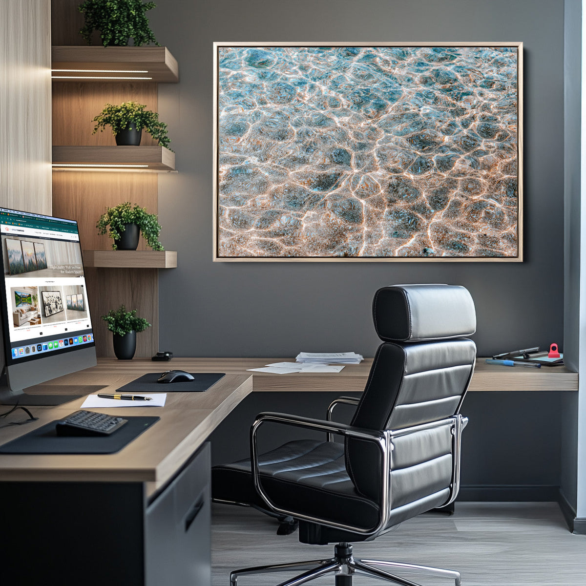 Clear Water Wall Art Canvas Print – Framed Sunlit Ocean