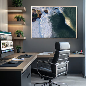 Nazare Coast Wall Art Canvas Print – Framed Aerial Ocean Art