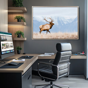 Elk Wall Art Canvas Print – Framed Mountain Wildlife Art