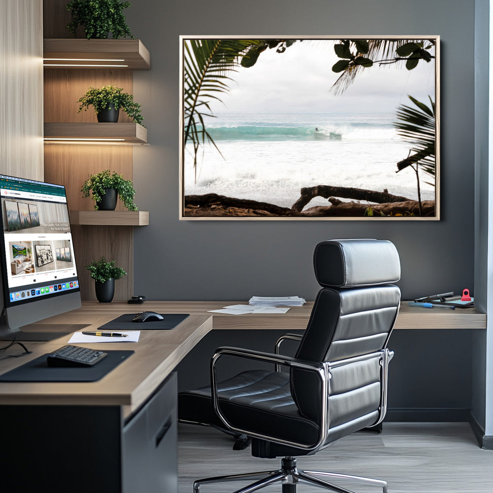 Tropical Surf Wall Art Canvas Print – Framed Palm Tree View