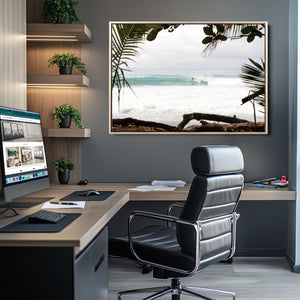 Tropical Surf Wall Art Canvas Print – Framed Palm Tree View