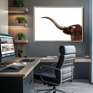Texas Longhorn Wall Art Canvas Print – Framed Minimalist Cow