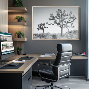 Joshua Tree Wall Art Canvas Print – Black and White Desert