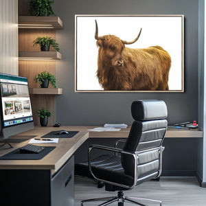 Highland Cow Wall Art Canvas Print – Framed Farmhouse Wall
