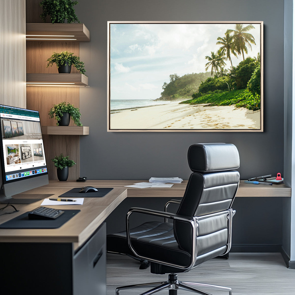 Relaxing Beach Wall Art Canvas Print – Framed Ocean View Art