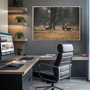 Deer Wall Art Canvas Print – Framed Rustic Wildlife Art