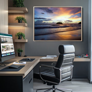 Beach Sunset Wall Art Canvas Print – Tropical Ocean Waves