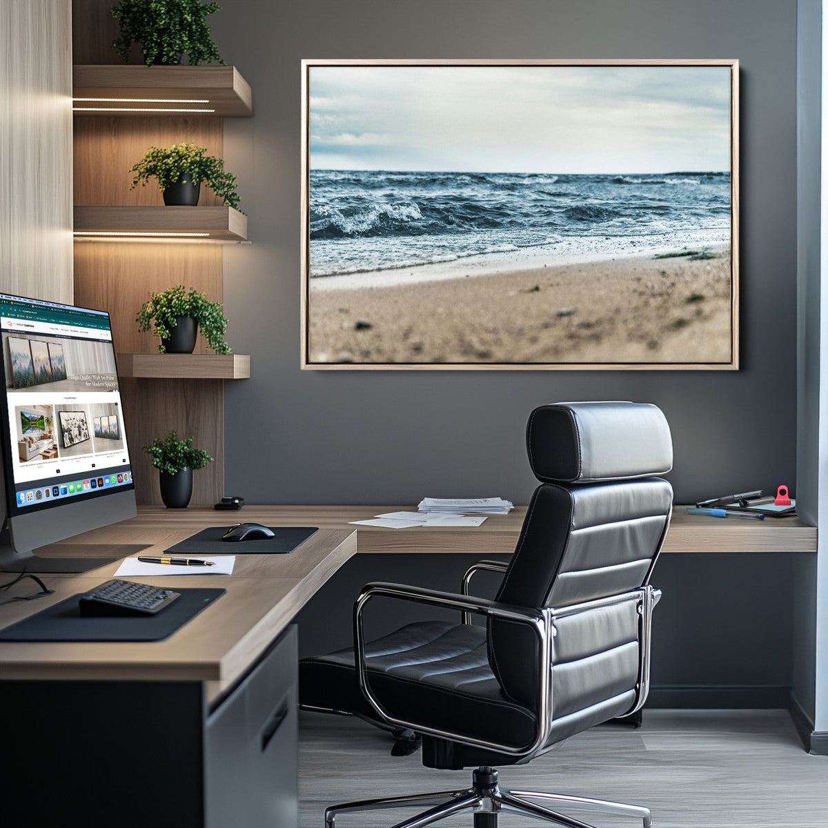 Ocean Wall Art Canvas Print – Framed Moody Seascape Coastal