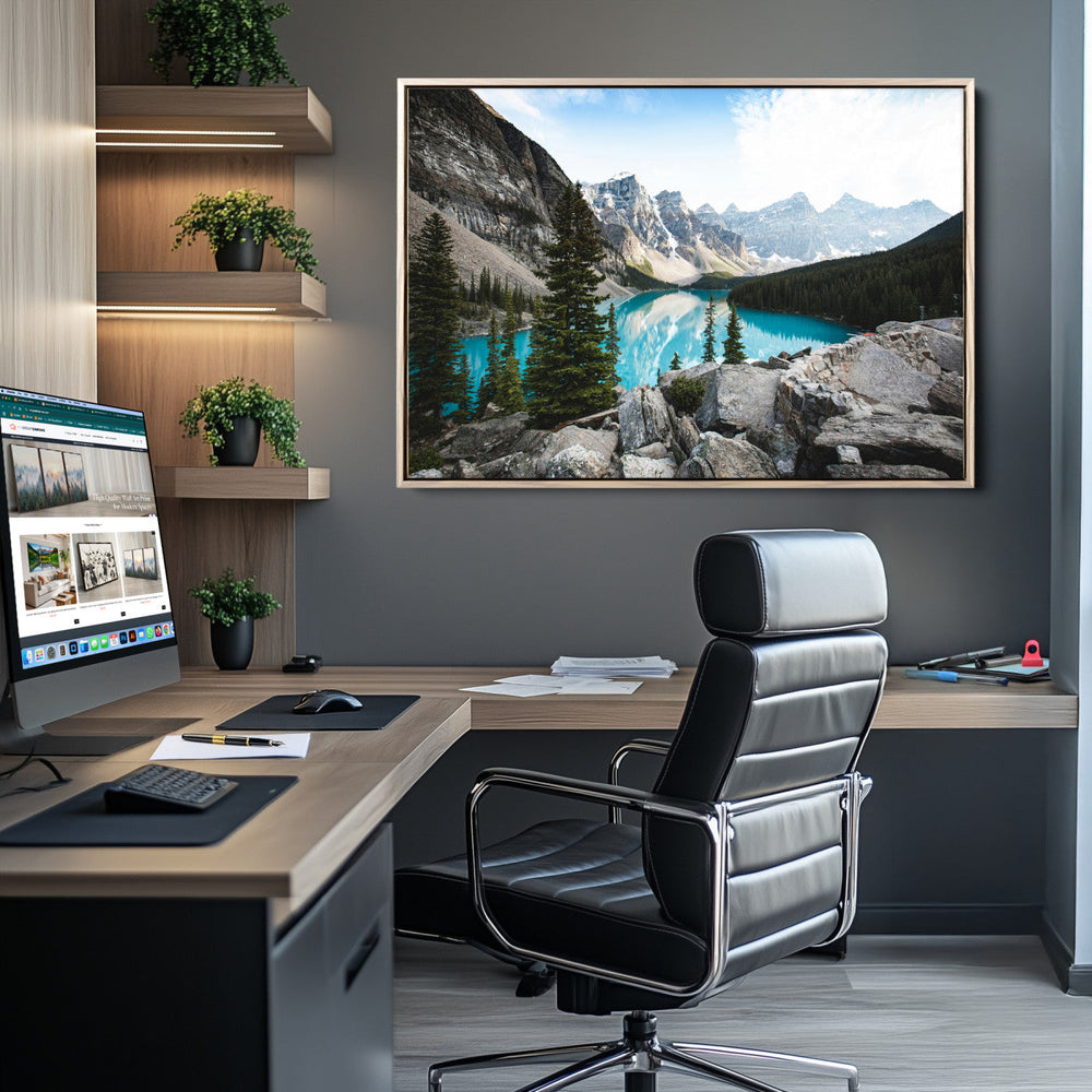 Canadian Rockies Wall Art Canvas Print – Framed Mountain