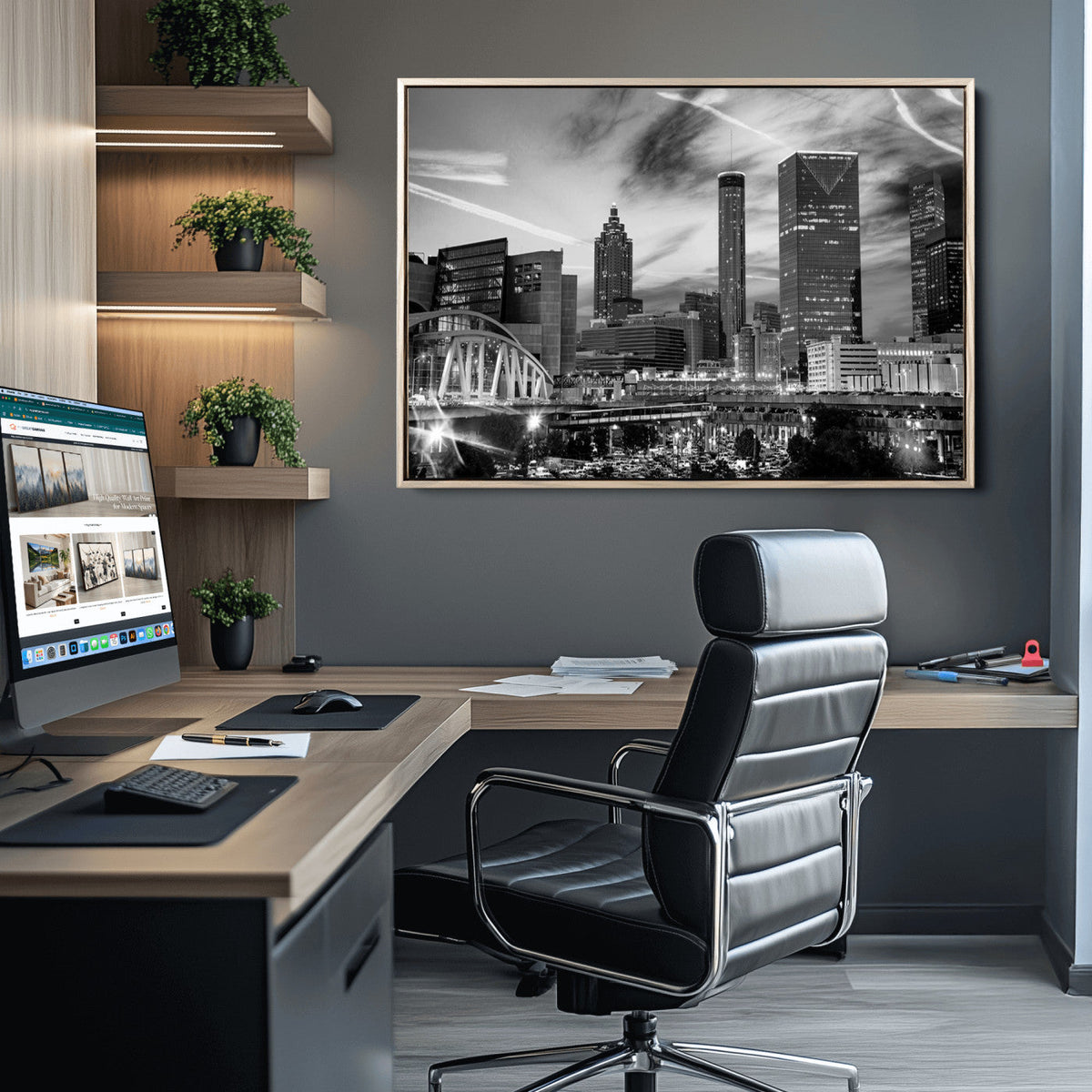 Black and White Atlanta Wall Art Canvas Print