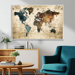 World Map Canvas Print – Detailed Map of the World Wall Art