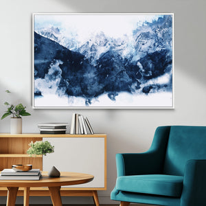 Abstract Blue Mountain Canvas Wall Art – Modern Triptych