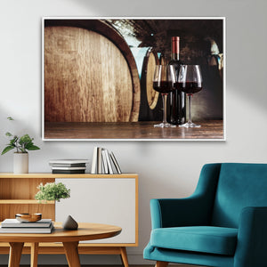 Wine and Barrel Wall Art Canvas Print