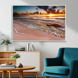 Sunset on Ocean Wall Art Canvas Print