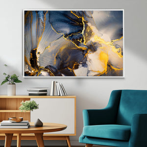 Large Abstract Wall Art Print -  Gold and Blue Abstract