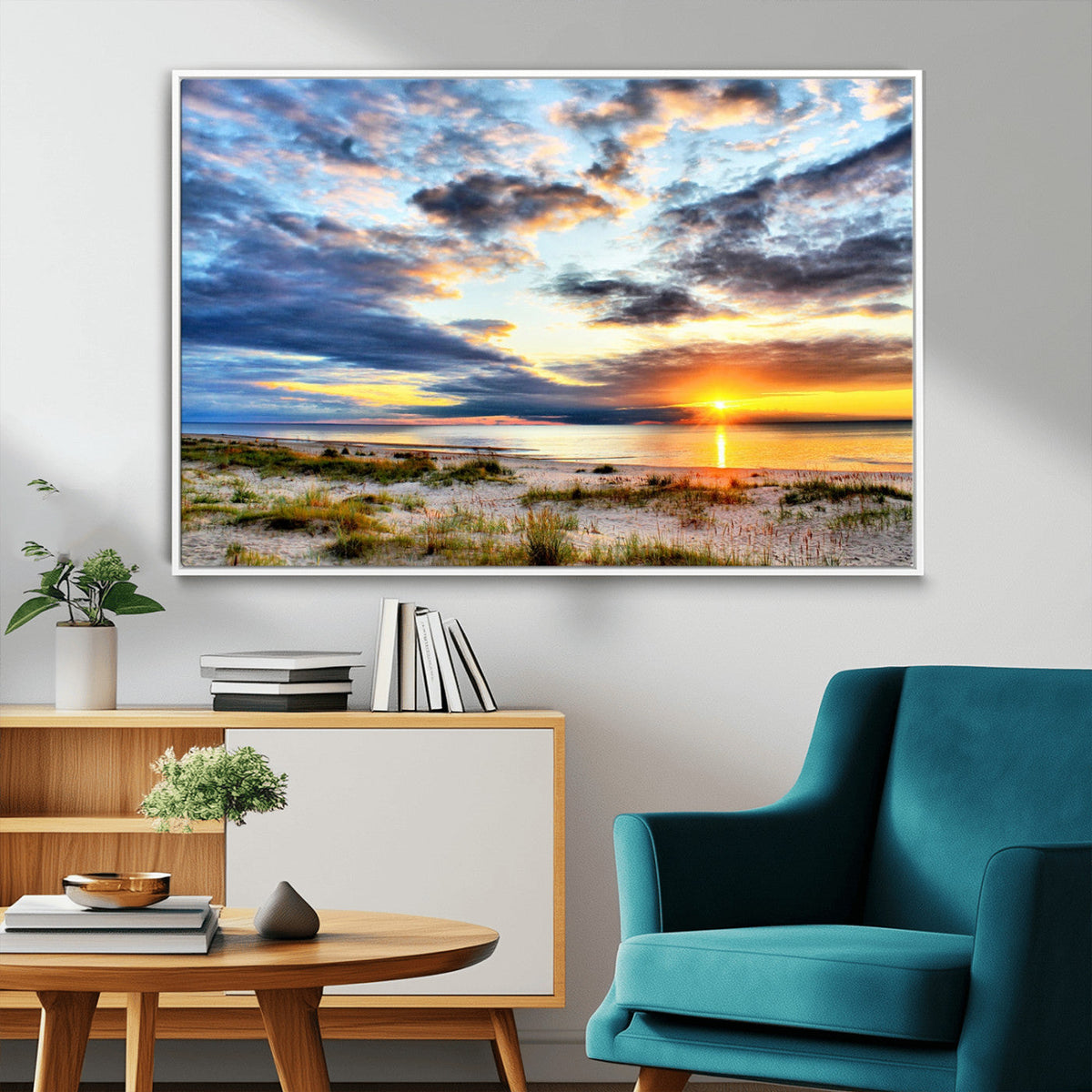 Sunset On The Ocean Wall Art Canvas Print