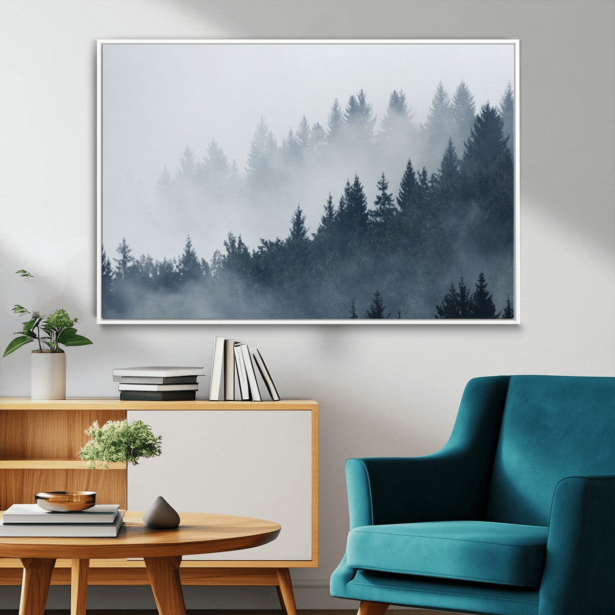Foggy Pine Forest Wall Art Canvas Print