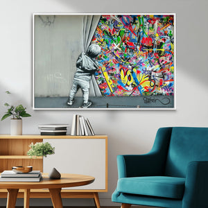 Banksy Colorful Street Graffiti Canvas Wall Art Print,